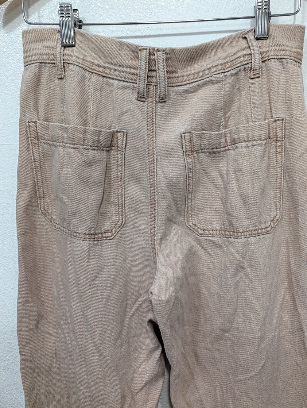 Sincerly Jules Soft Pink Cropped Wide-Leg Frayed Hem Jeans - Picture 9 of 10